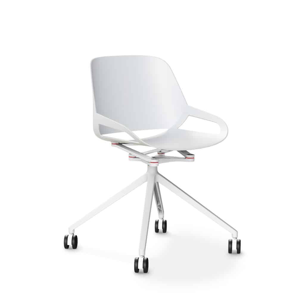 Moderner weißer Bürostuhl mit Rollen